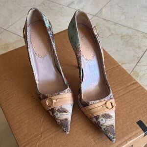 Aldo Beige and Green Patterned Women's Heels W9/40